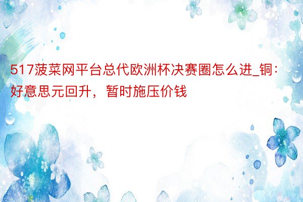 517菠菜网平台总代欧洲杯决赛圈怎么进_铜：好意思元回升，暂时施压价钱
